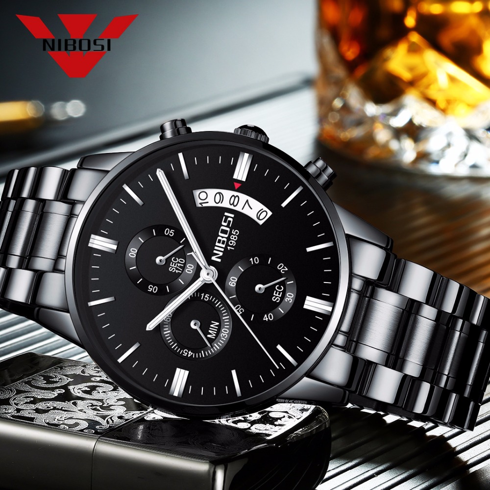 NIBOSI Stainless Steel Black Q - Zen Luxury Watch recension och pris