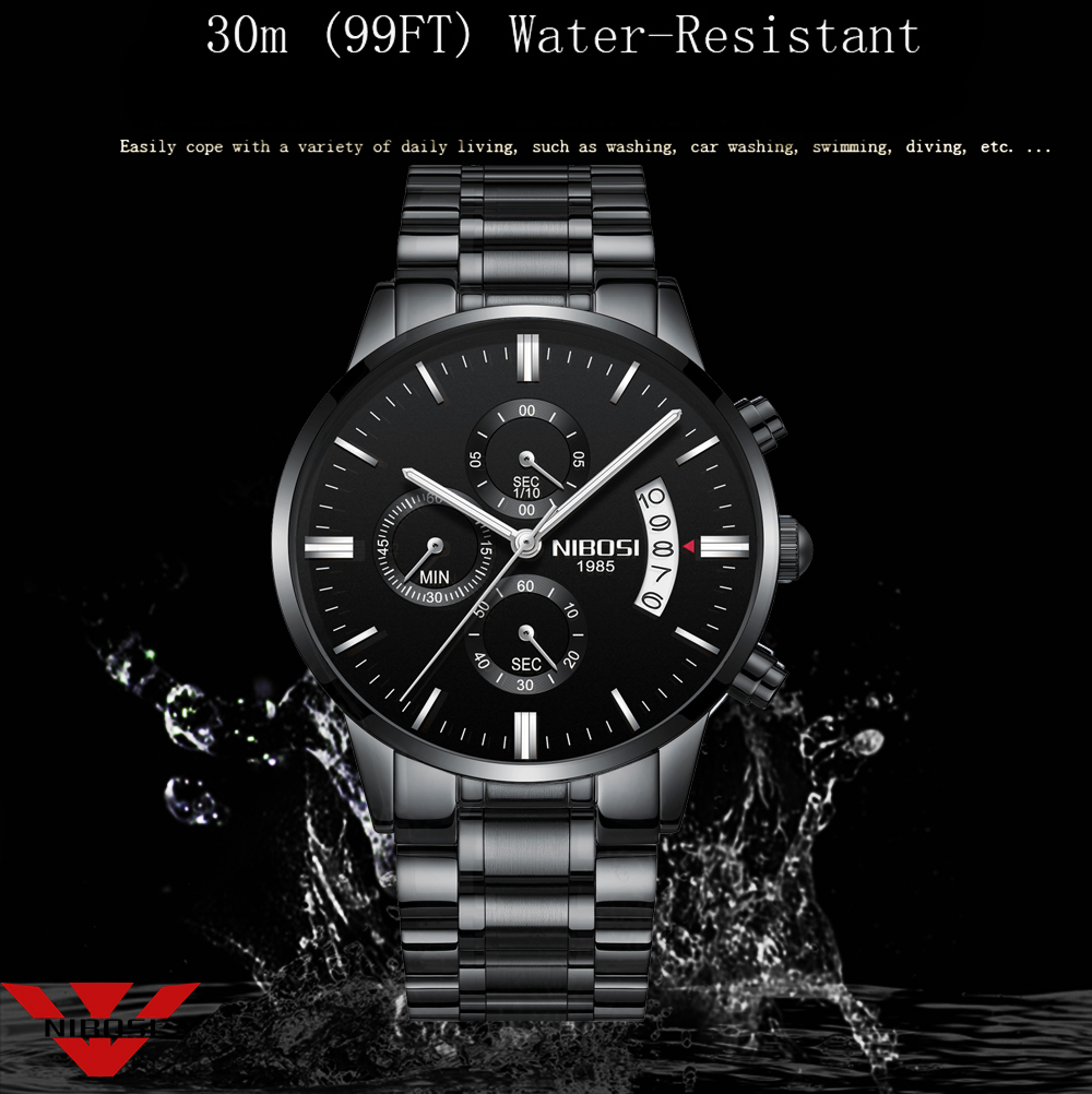 NIBOSI Stainless Steel Black Q - Zen Luxury Watch recension och pris