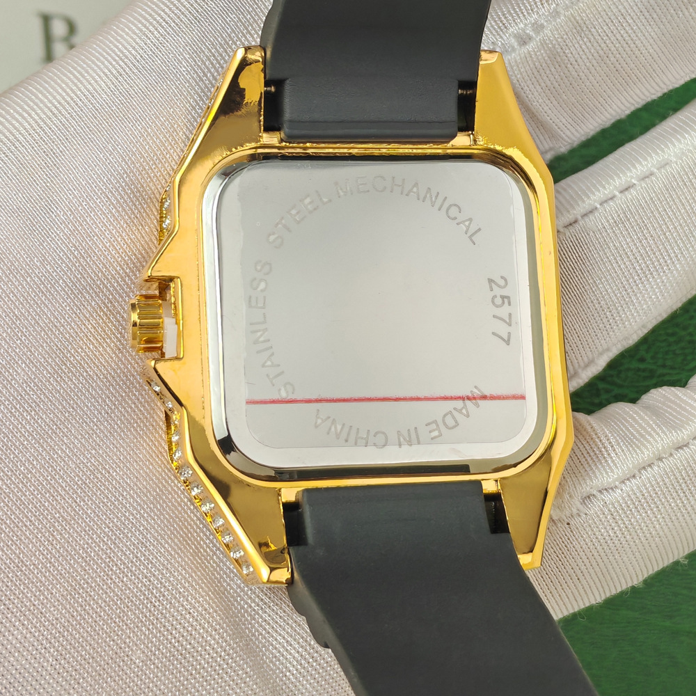 Hip Hop Iced Out Bling Square  - Luxury Watch Rubber Strap recension och pris