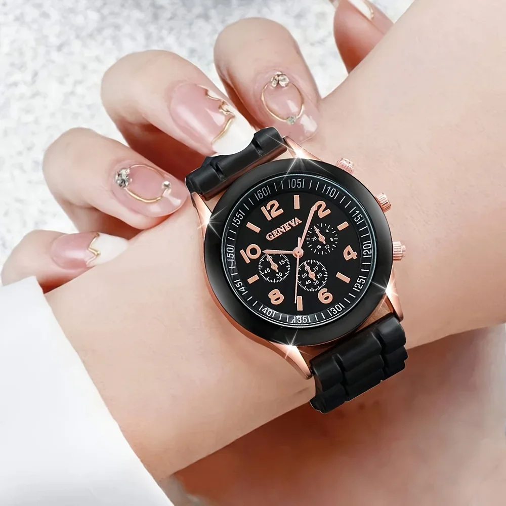 2Pcs Luxury Women's Watch Set  - Luxury Watch Rubber Strap recension och pris