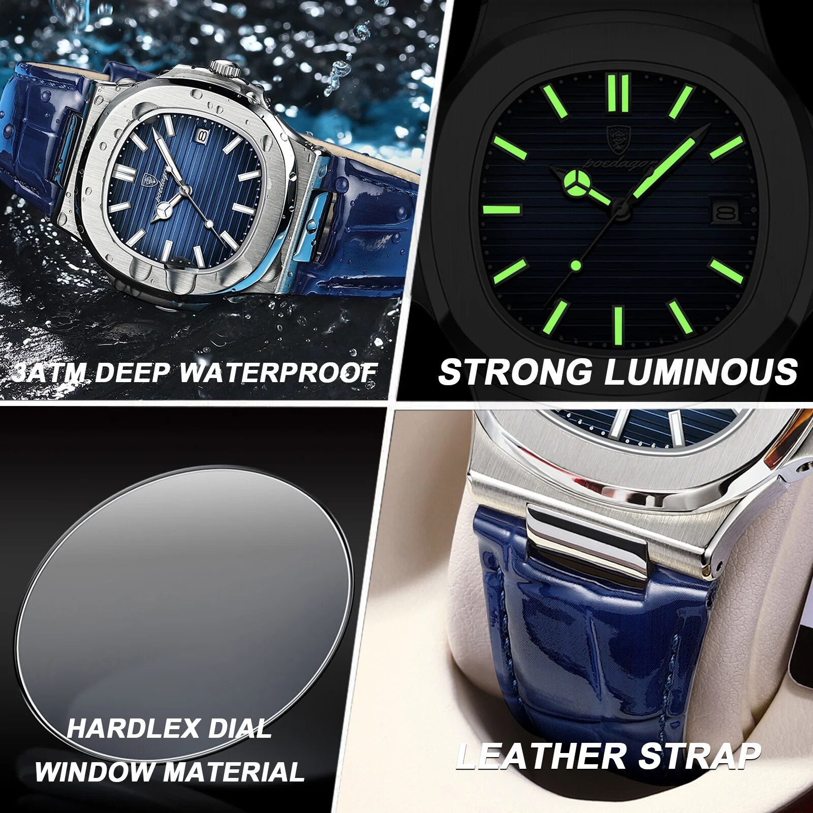 POEDAGAR Top Luxury Square Man - Luxury Watch Hublot recension och pris