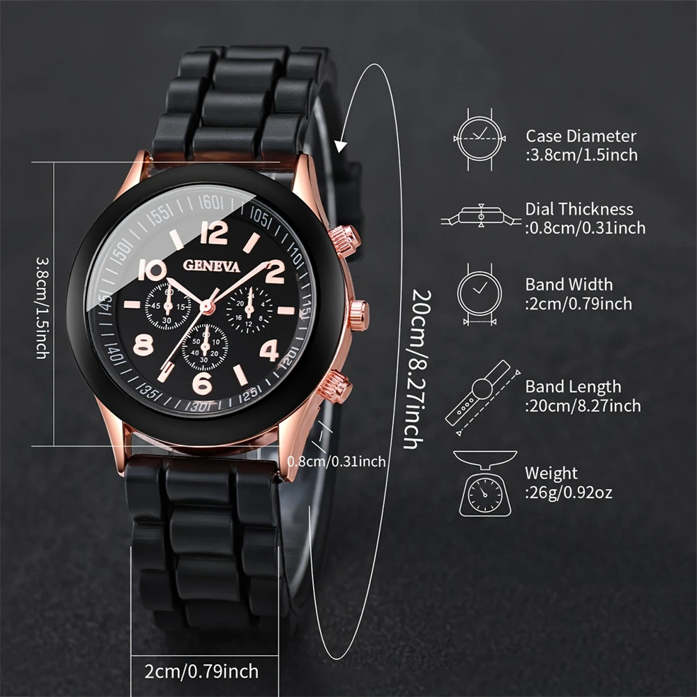 2Pcs Luxury Women's Watch Set  - Luxury Watch Rubber Strap recension och pris